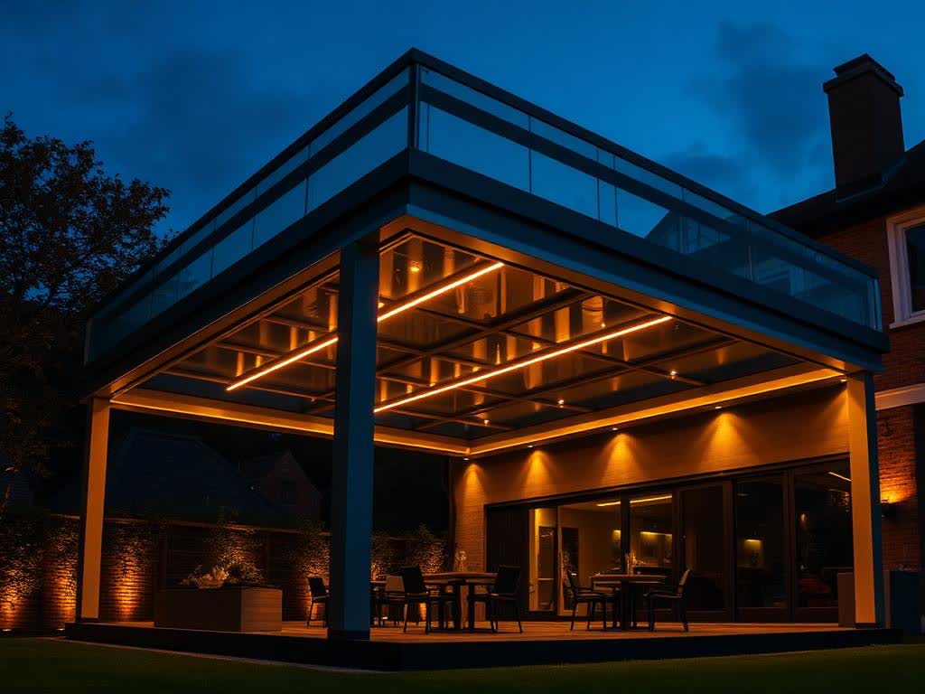 Terra CUBE MAX met LED strips in avondsfeer